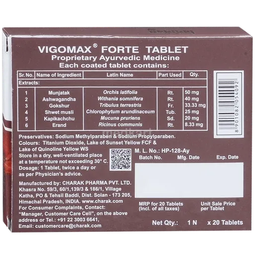 vigomax forte tablet 20's